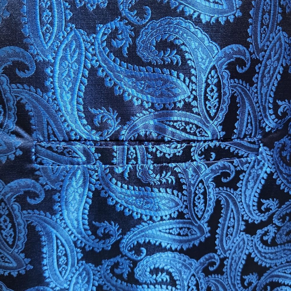 Pierre Cardin Vest Mens M Blue Paisley V Neck Sleeveless Button Adjustable - Picture 7 of 8